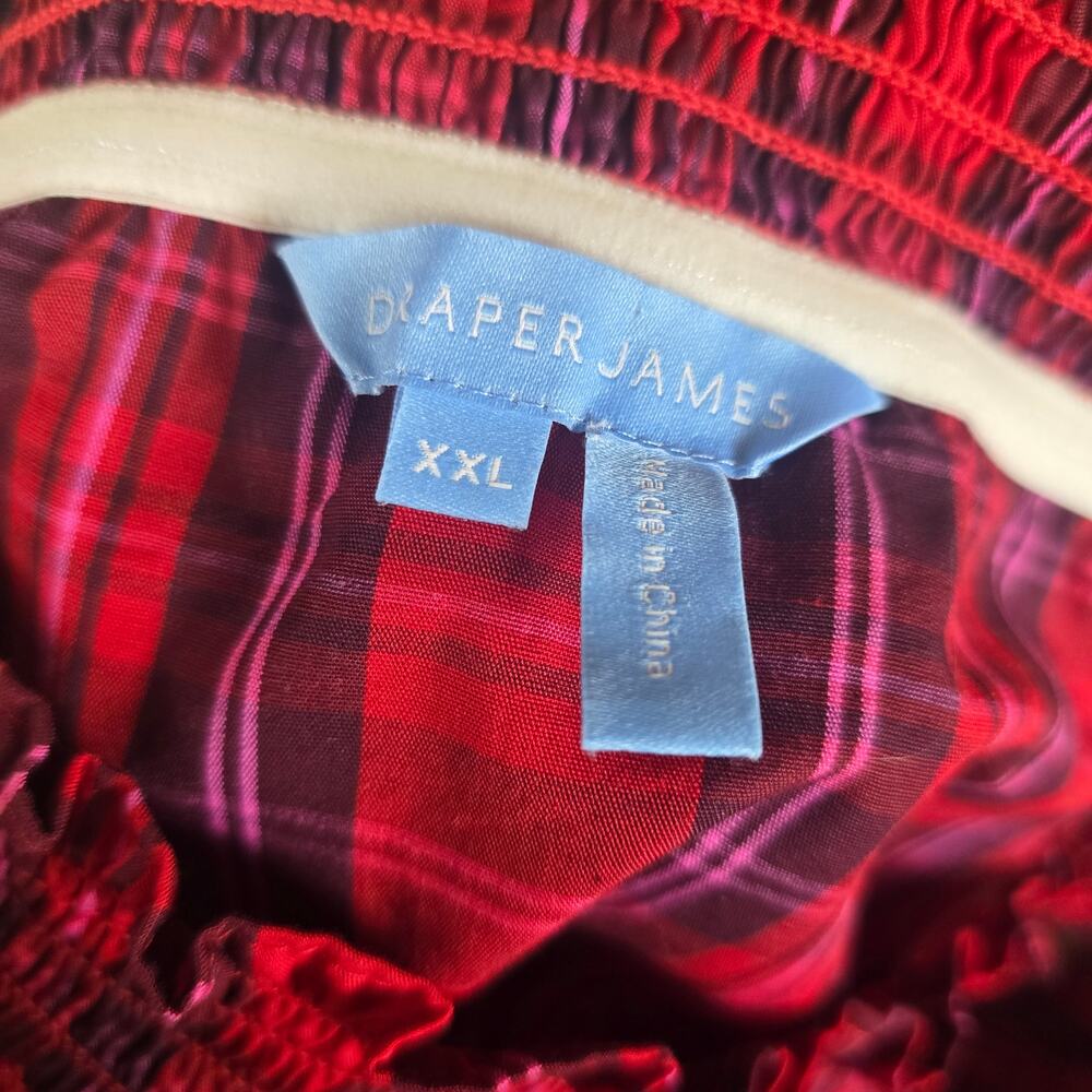 Draper James Kimberly Off-Shoulder Tie-Waist Smocked Neck Dress in Angie Plaid - Picture 9 of 9